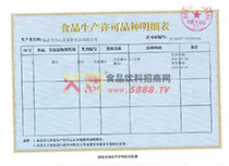 生產(chǎn)許可證品種明細表