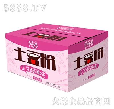 鴻四方桶裝速食土豆粉正宗酸辣味味112gX12桶
