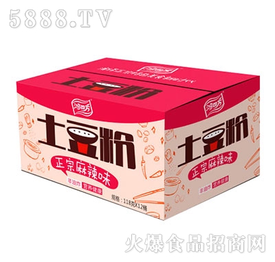 鴻四方桶裝速食土豆粉正宗麻辣味味112gX12桶