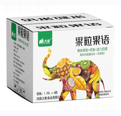 大象果粒果語(yǔ)果粒乳酸菌飲料1.25Lx6瓶