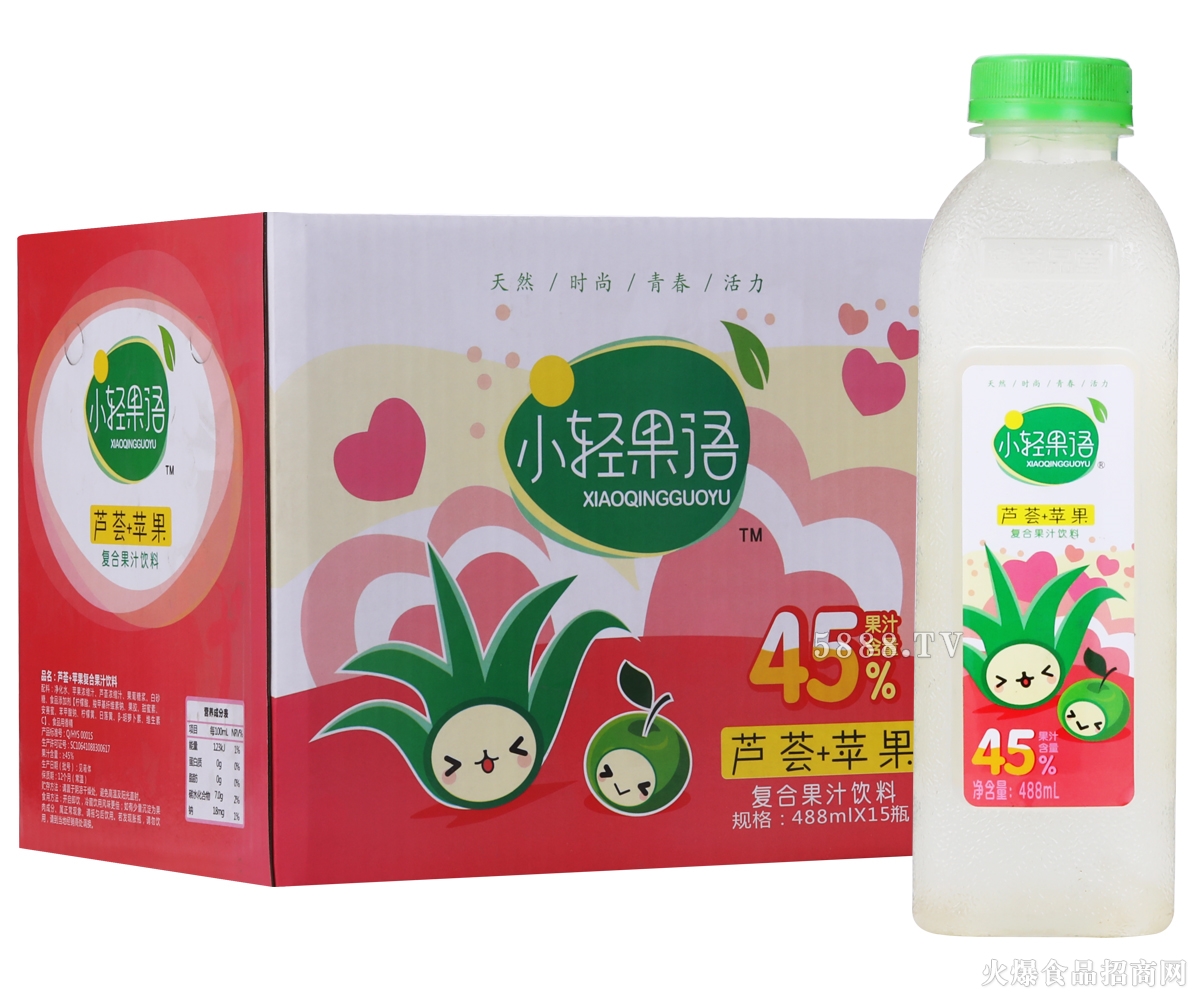 小輕果語蘆薈+蘋果復合果汁488mlx15瓶