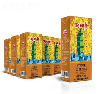 聰明泉果味飲料利樂(lè)包果汁招商代理紅茶味風(fēng)味飲料250ml盒裝