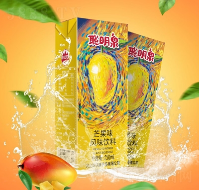 聰明泉果味飲料利樂(lè)包果汁招商代理芒果味風(fēng)味飲料250ml
