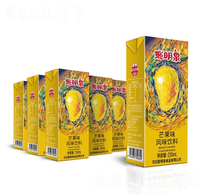 聰明泉果味飲料利樂(lè)包果汁招商代理芒果味風(fēng)味飲料250ml盒裝