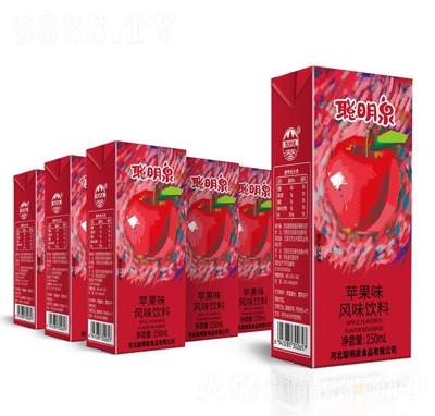 聰明泉果味飲料利樂(lè)包果汁招商代理蘋果味風(fēng)味飲料250ml盒裝