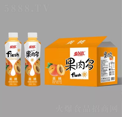 樂(lè)小滋果肉多黃桃果粒復(fù)合果汁飲料500mlX15
