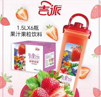 吉派鮮果草莓果汁果粒飲料1.5LX6