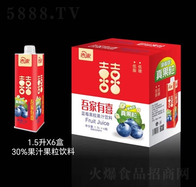 吉派藍(lán)莓果粒果汁飲料1.5LX6