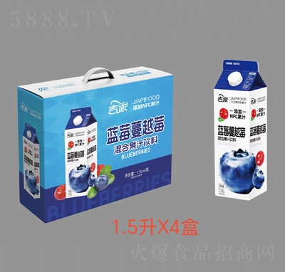 吉派藍(lán)莓蔓越莓混合果汁飲料1.5LX4