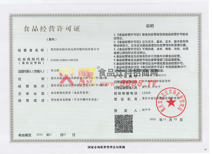 食品經營許可證