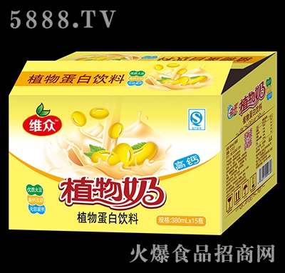 維眾植物奶高鈣豆奶豆奶紙箱380mlx15瓶
