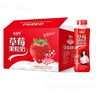 味益純草莓果粒奶500mlx15