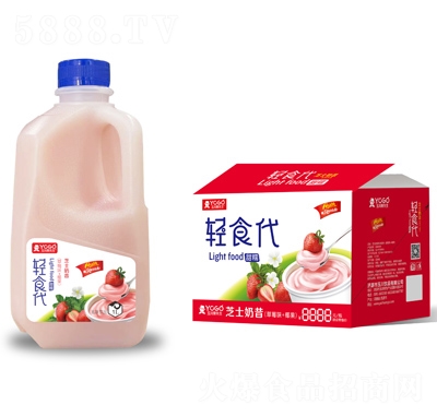 YOGO玉川果先生輕食代芝士奶昔草莓+椰果1L×6
