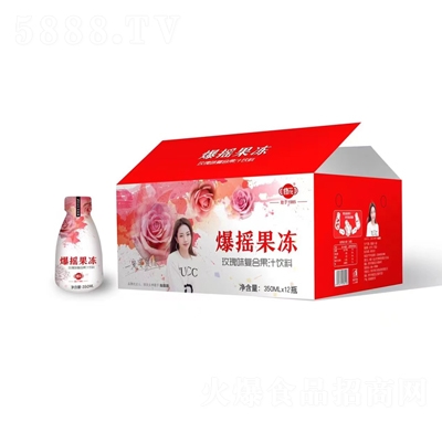 修花爆搖果凍玫瑰味復(fù)合果汁飲料350mlX12瓶招商代理