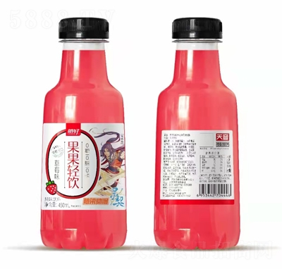明好果果輕飲風(fēng)味飲料果味飲料招商代理批發(fā)450ml騰訊動漫簽約草莓味