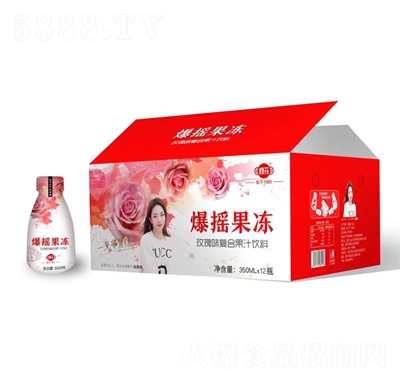 一品云臺(tái)修花爆搖果凍玫瑰味復(fù)合果汁飲料350mlX12瓶