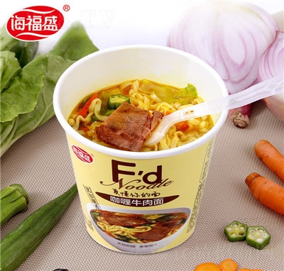 海福盛非油炸方便面咖喱牛肉面整箱74g小杯面凍干面速食泡面