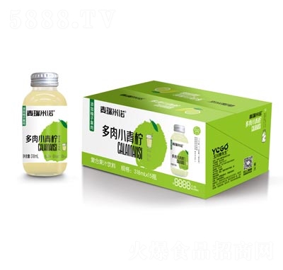 318ml×15瓶麥瑞米諾多肉小青檸汁飲料玻璃瓶裝