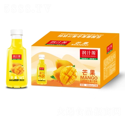 潤汁源芒果乳酸菌復(fù)合果汁飲料400mlX15瓶夏季飲品招商