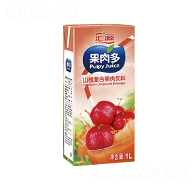匯源果肉多山楂復合果肉果汁飲料1L夏季飲品招商代理