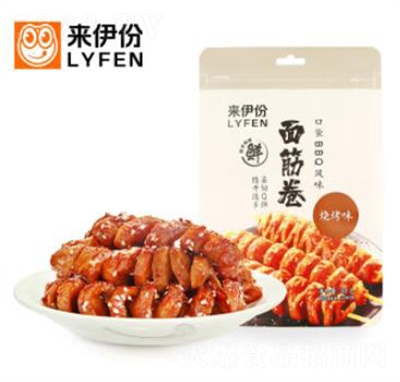 來伊份面筋卷燒烤味香彈兒時懷舊網(wǎng)紅小吃豆干辣條零食118g