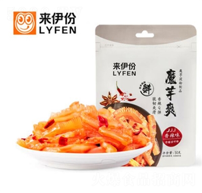 來伊份魔芋爽香辣味辣條辣味零食解饞零食魔芋50g