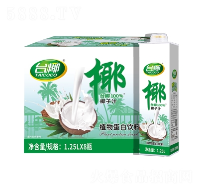 臺(tái)椰椰子汁植物蛋白飲料1.25LX8瓶方盒