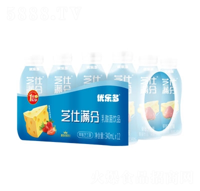 優(yōu)樂(lè)多乳酸菌飲品草莓芝士味340ml×12