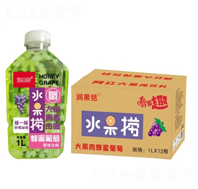 潤果恬大果肉蜂蜜葡萄果汁飲料1LX12瓶