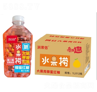 潤果恬大果肉蜂蜜紅柚果汁飲料1LX12瓶