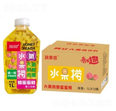 潤果恬水果撈大果肉蜂蜜蜜桃1LX12瓶