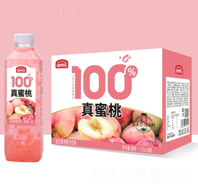 倍養(yǎng)樂真蜜桃復(fù)合果肉果汁飲料1.25LX8瓶