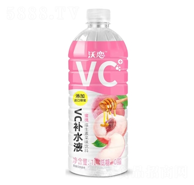 沃戀VC補水液蜜桃維生素果味飲料1L